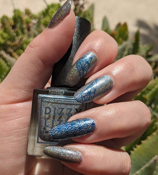 Georgeous Blue And Silver Nail On Girl