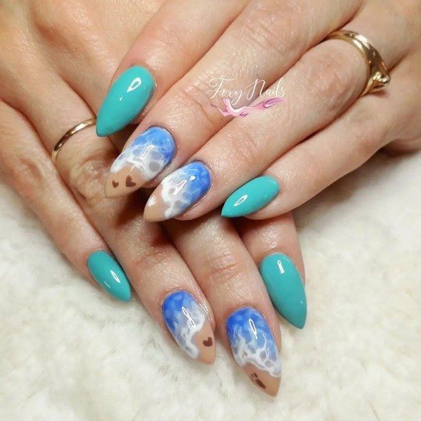 Georgeous Blue Summer Nail On Girl