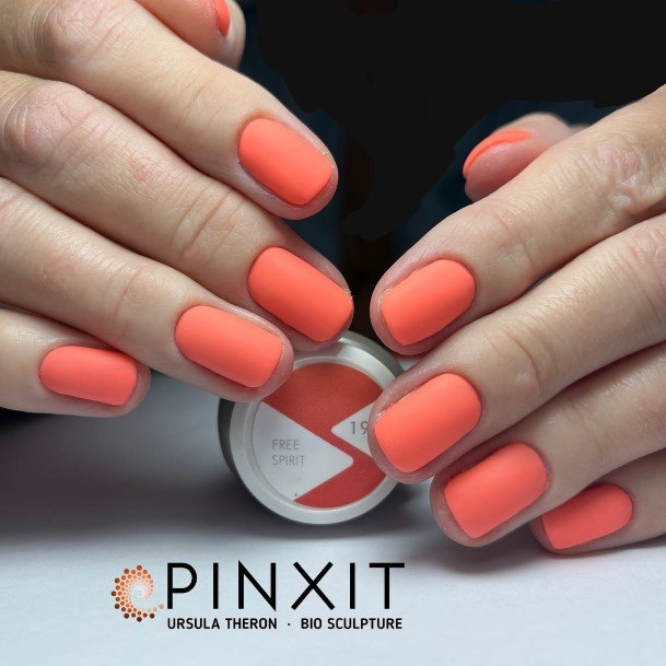 Georgeous Bright Coral Nail On Girl