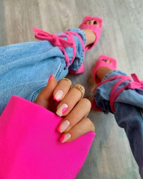 Georgeous Bright Pink Nail On Girl