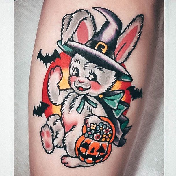 Georgeous Bunny Rabbit Tattoo On Girl