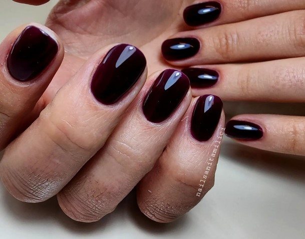 Georgeous Burgundy And Black Nail On Girl