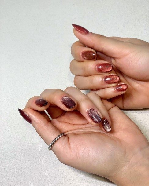 Georgeous Burgundy Nail On Girl