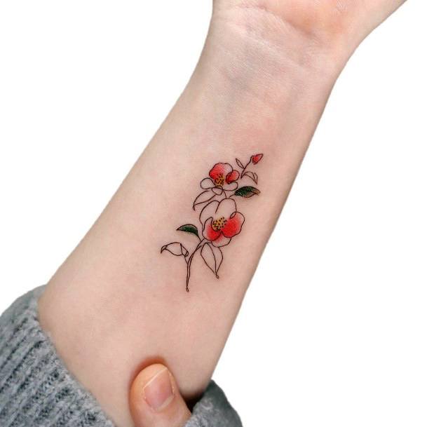 Georgeous Camellia Tattoo On Girl