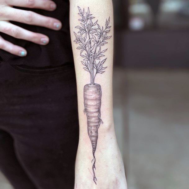 Georgeous Carrot Tattoo On Girl