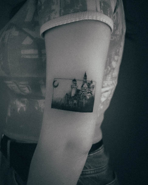 Georgeous Castle Tattoo On Girl