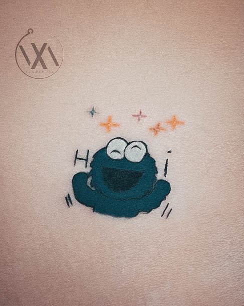 Georgeous Cookie Monster Tattoo On Girl