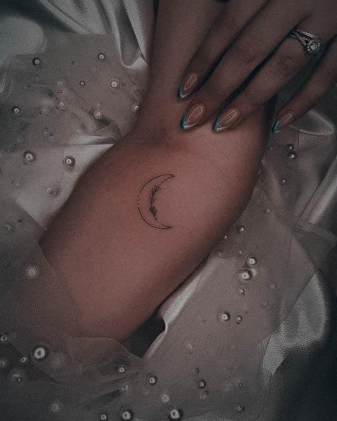 Georgeous Cresent Moon Tattoo On Girl