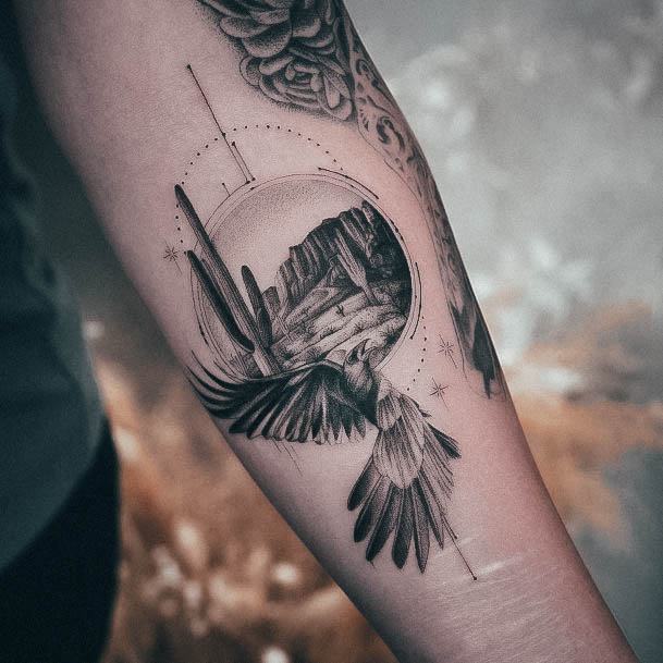 Georgeous Crow Tattoo On Girl