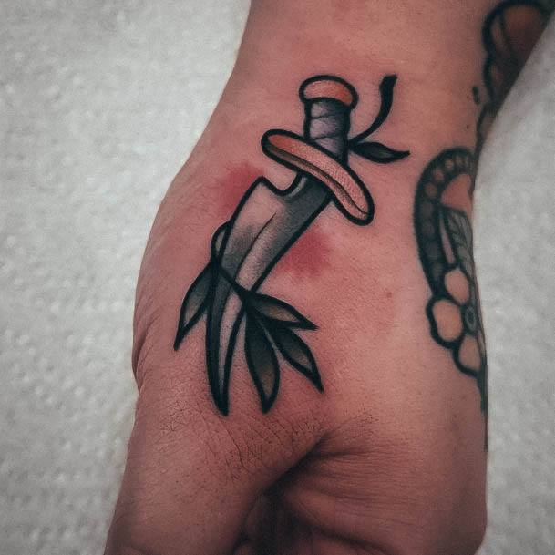 Georgeous Dagger Tattoo On Girl