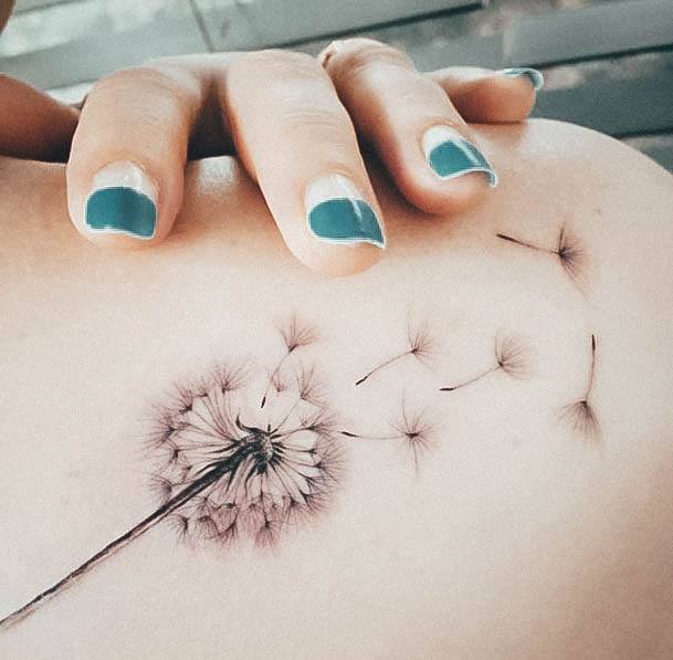 Georgeous Dandelion Tattoo On Girl