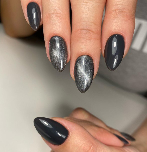 Georgeous Dark Grey Nail On Girl