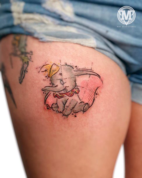 Georgeous Dumbo Tattoo On Girl
