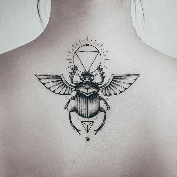 Georgeous Egyptian Tattoo On Girl Scarb Back