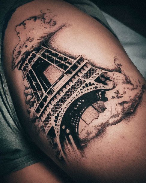 Georgeous Eiffel Tower Tattoo On Girl