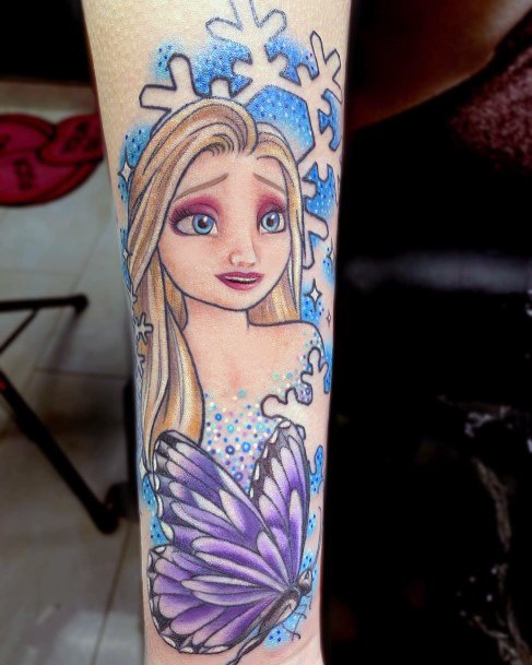 Georgeous Elsa Tattoo On Girl