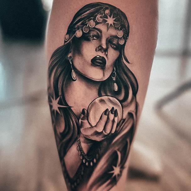 Georgeous Fortune Teller Tattoo On Girl