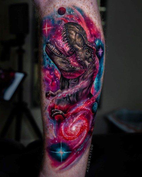 Georgeous Galaxy Tattoo On Girl Dinosaur Themed