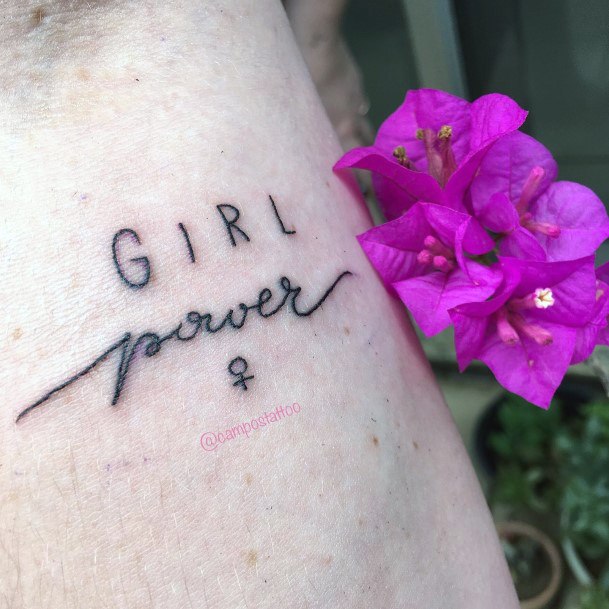 Georgeous Girl Power Tattoo On Girl