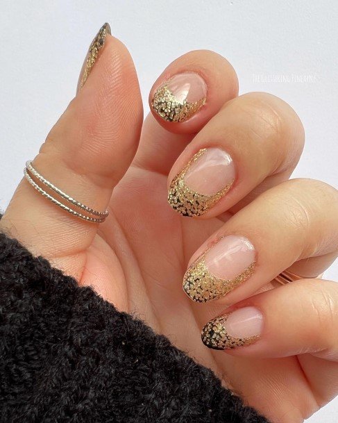 Georgeous Gold French Tip Nail On Girl