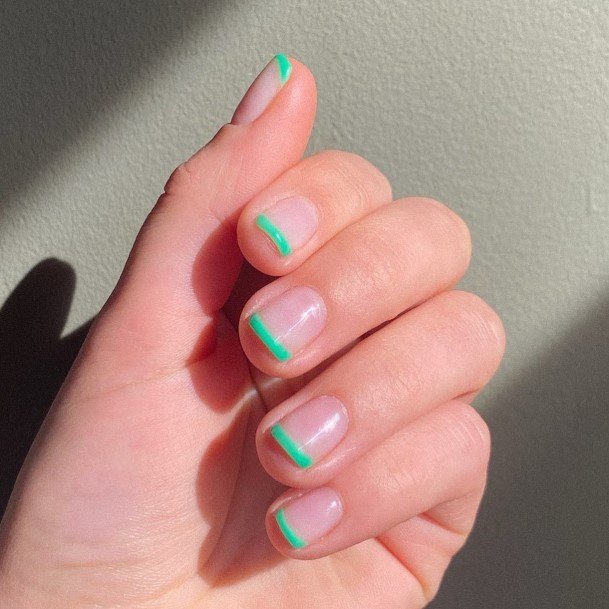 Georgeous Green French Tip Nail On Girl