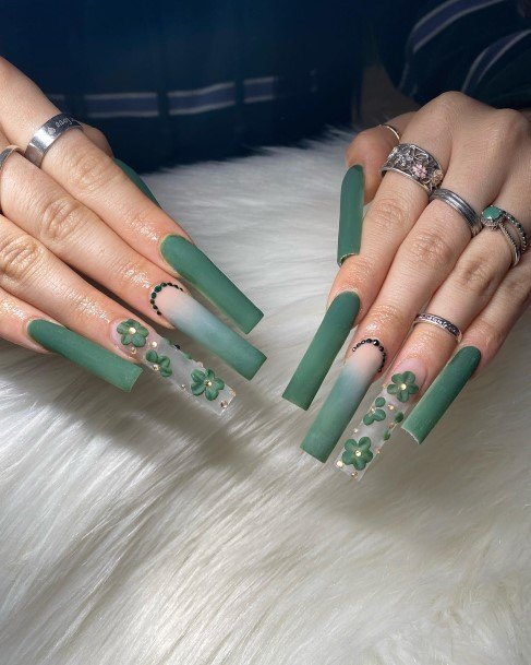 Georgeous Green Ombre Nail On Girl