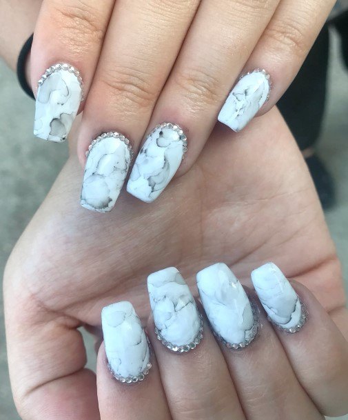 Georgeous Grey And White Nail On Girl
