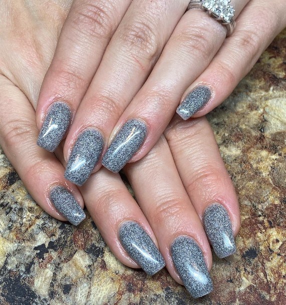 Georgeous Grey With Glitter Nail On Girl