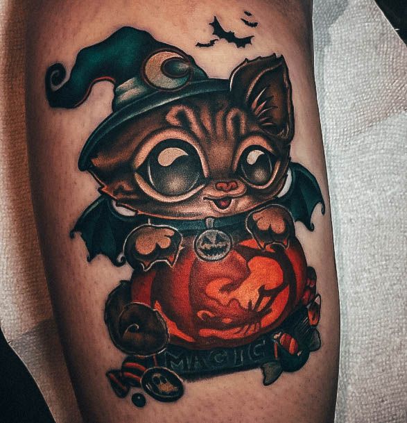 Georgeous Halloween Tattoo On Girl