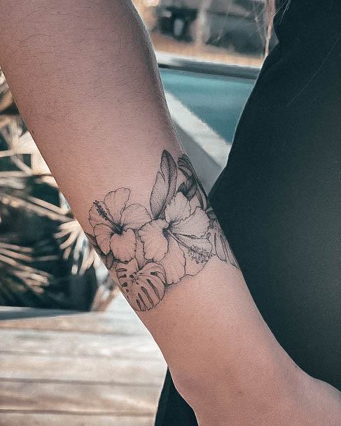 Georgeous Hibiscus Tattoo On Girl