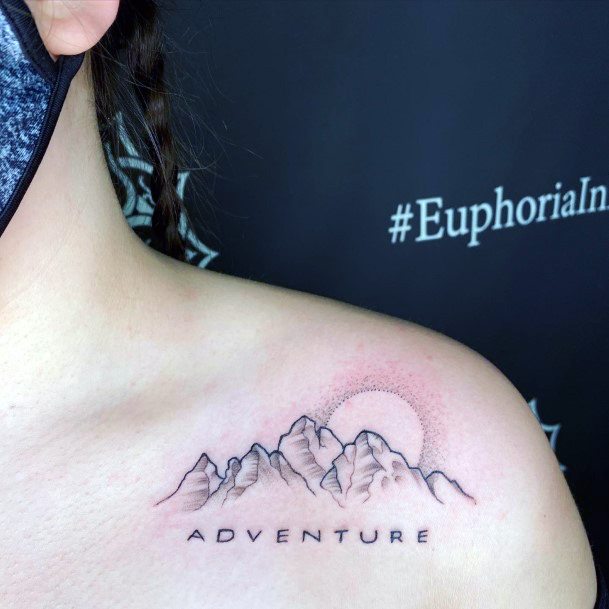 Georgeous Hiking Tattoo On Girl