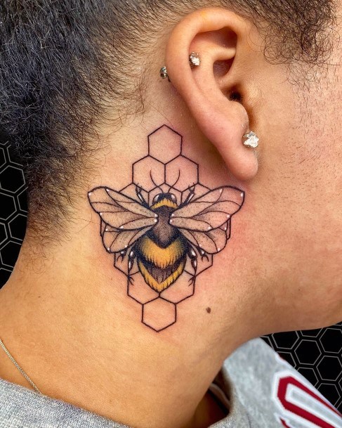 Georgeous Honeycomb Tattoo On Girl