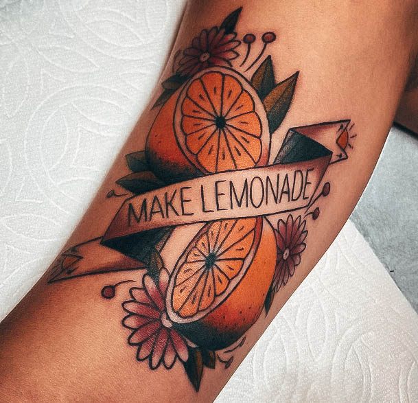 Georgeous Lemon Tattoo On Girl