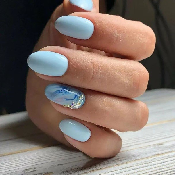 Georgeous Light Blue Nail On Girl