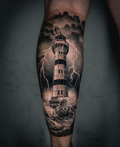 Georgeous Lighthouse Tattoo On Girl