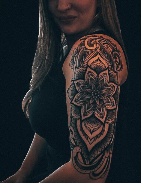 Georgeous Mandala Tattoo On Girl