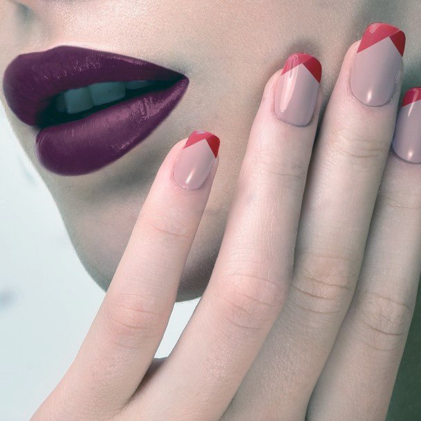 Georgeous Maroon And Pink Nail On Girl