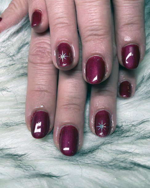 Georgeous Maroon And Silver Nail On Girl