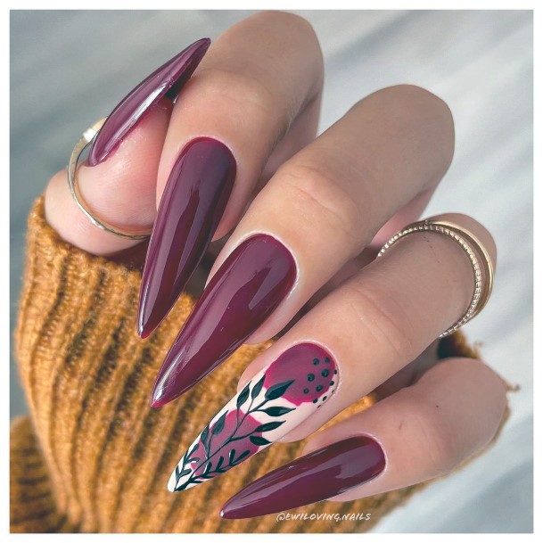 Georgeous Maroon Dress Nail On Girl