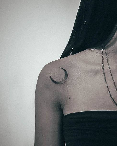 Georgeous Moon Tattoo On Girl