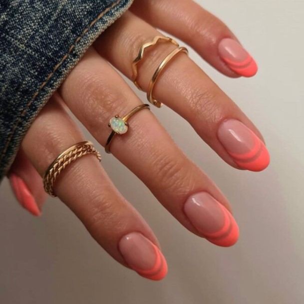 Georgeous Orange French Tip Nail On Girl