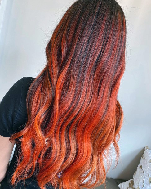 Georgeous Orange Ombre Hairstyles On Girl