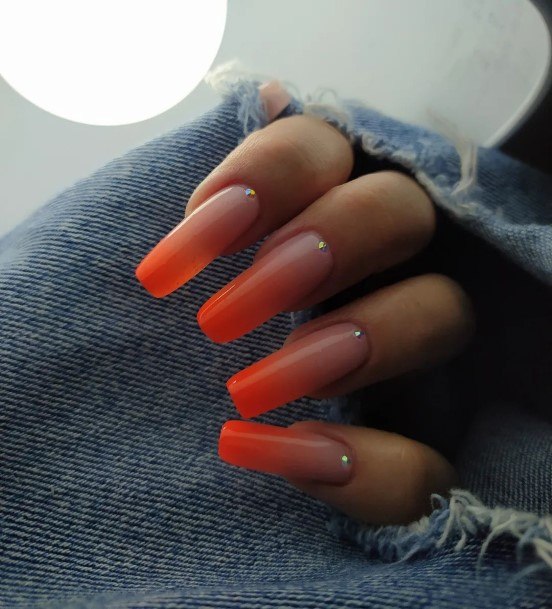 Georgeous Orange Ombre Nail On Girl