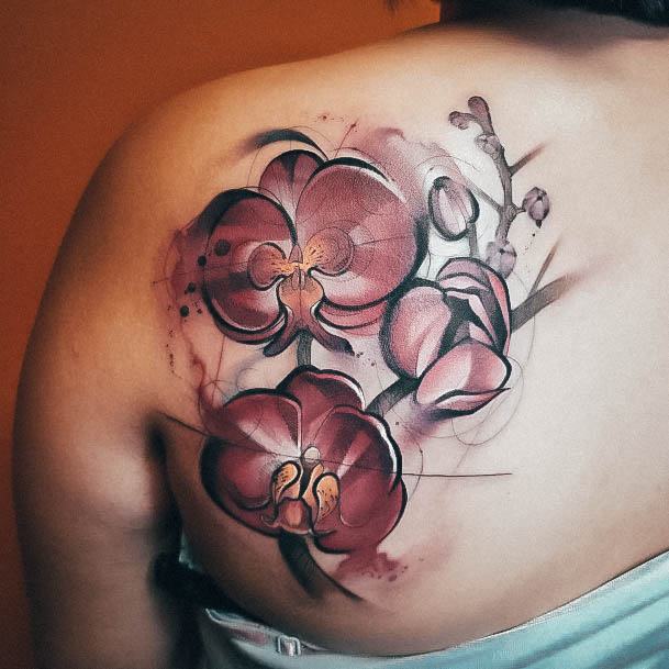 Georgeous Orchid Tattoo On Girl