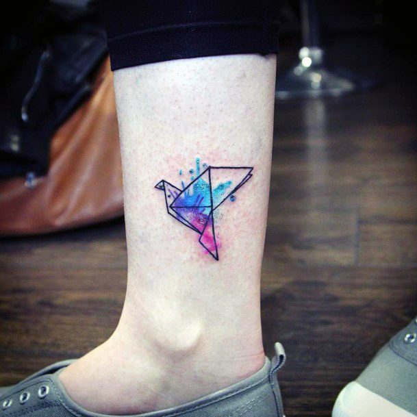 Georgeous Origami Tattoo On Girl