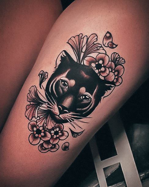 Georgeous Panther Tattoo On Girl