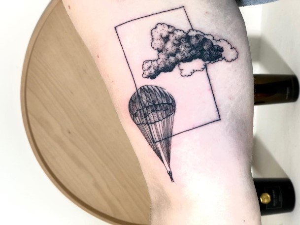 Georgeous Parachute Skydiving Tattoo On Girl