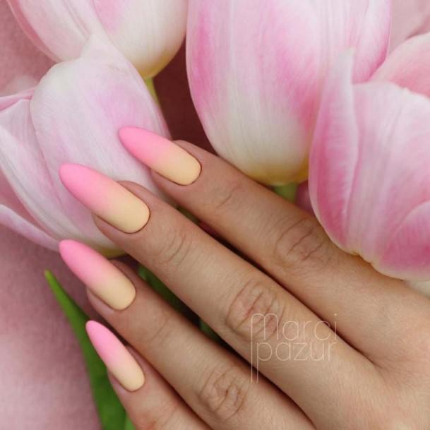 Georgeous Peach Matte Nail On Girl