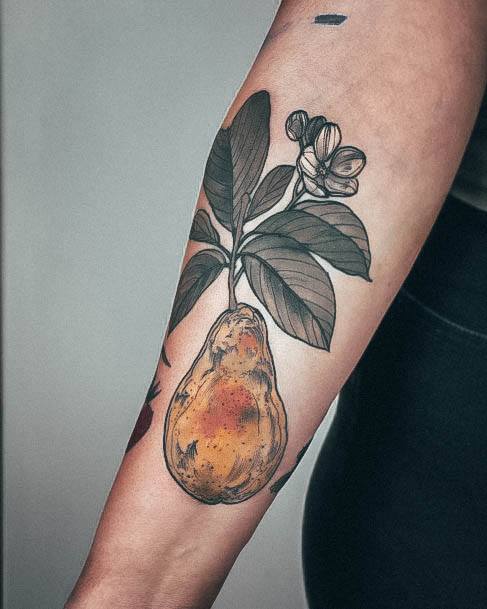 Georgeous Pear Tattoo On Girl