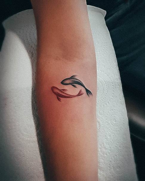 Georgeous Pisces Tattoo On Girl Tiny Fish